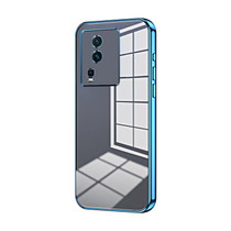 For vivo iQOO Neo7 Transparent Plating Fine Hole Phone Case(Blue)