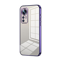 For Xiaomi 12 / 12X Transparent Plating Fine Hole Phone Case(Purple)