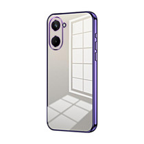 For Realme 10 Pro 5G Transparent Plating Fine Hole Phone Case(Purple)