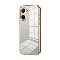 For Realme 10 Pro 5G Transparent Plating Fine Hole Phone Case(Gold)
