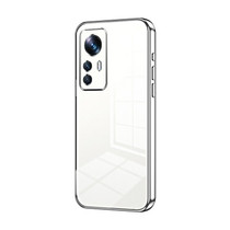 For Xiaomi 12T Pro Transparent Plating Fine Hole Phone Case(Silver)