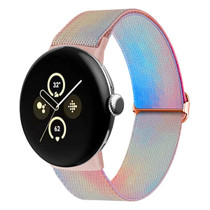 For Google Pixel Watch 2 / Pixel Watch Painted Colorful Nylon Watch Band(Symphony Aurora)