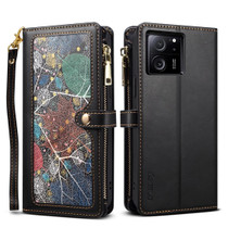 For Xiaomi 13T / 13T Pro / Redmi K60 Ultra ESEBLE Star Series Lanyard Zipper Wallet RFID Leather Phone Case(Black)