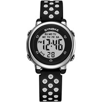 SYNOKE 9112 Waterproof Alarm Luminous Large Screen Colorful Children Digital Watch(Tow-color Black)