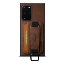 For Samsuny Galaxy Note20 5G Suteni H13 Litchi Leather Wrist Strap Wallet Back Phone Case(Brown)