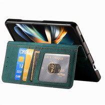 For Samsung Galaxy Z Fold4 Retro MagSafe Magnetic Zipper Wallet Leather Phone Case(Green)