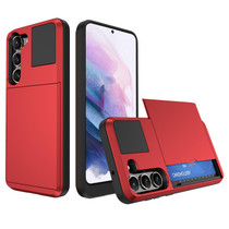 For Samsung Galaxy S21 5G Multifunction Armor Slide Card Slot Phone Case(Red)