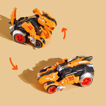 2 In 1 Dinosaur Transforming Engineering Car Inertial Automatic Crash Toy, Color: Racing-T-Rex Yellow