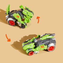 2 In 1 Dinosaur Transforming Engineering Car Inertial Automatic Crash Toy, Color: Racing-T-Rex Green