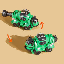 2 In 1 Dinosaur Transforming Engineering Car Inertial Automatic Crash Toy, Color: Mixer Truck-Ankylosaurus Green