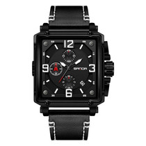 SANDA 5304 Quartz Men Watch Three Eyes Six Stitches Simple Calendar Waterproof Waist Watch(Belt Black)