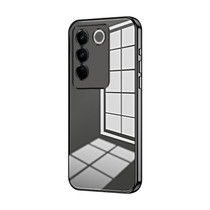 For vivo S16 Pro / S16 / V27 / V27 Pro Transparent Plating Fine Hole Phone Case(Black)