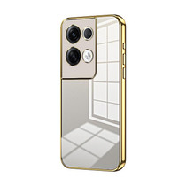 For OPPO Reno8 Pro+ Transparent Plating Fine Hole Phone Case(Gold)