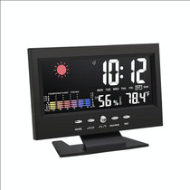 8082T Weather Forecast Clock LED Color Screen Perpetual Calendar Temperature And Humidity Intelligent Voice Control Electronic Alarm Cloc,Specification: Black