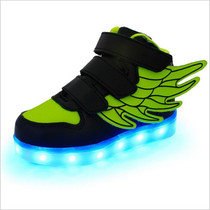 Children Colorful Light Shoes LED Charging Luminous Shoes, Size: 25(Black Green)