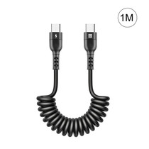 HAWEEL 1m 5A USB-C / Type-C to USB-C / Type-C Retractable Coiled PD Fast Charging Cable