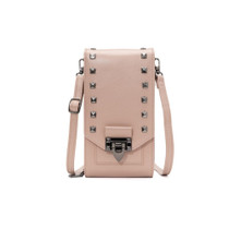 F835 Rivet Diamond Mobile Phone Bag Ladies Shoulder Diagonal Bag(Pink)