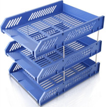 Deli 9209 Office Storage Supplies Three-Tier File Box(Blue)