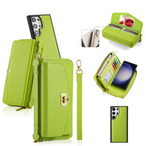 For Samsung Galaxy S23 5G Crossbody Multi-functional Zipper Wallet Litchi Leather Phone Case(Green)