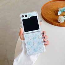 For Samsung Galaxy  Z Flip5 Spring Garden Epoxy TPU Phone Case(F06 Blue and White Flowers)
