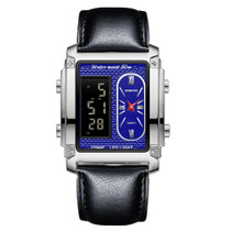 BINBOND B2311 30m Waterproof Men LED Luminous Multifunctional Quartz Watch, Color: Leather-White Steel-Blue