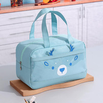 Cartoon Portable Lunch Bag Oxford Cloth Insulation Meal Bag, Style: Horizontal Blue