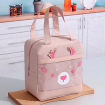 Cartoon Portable Lunch Bag Oxford Cloth Insulation Meal Bag, Style: Vertical Pink