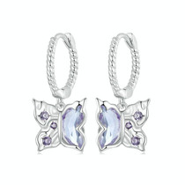 S925 Sterling Silver Platinum-plated Special-shaped Wing Butterfly Earrings(BSE986)
