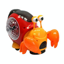 Crawling Hermit Crab Educational Electrical Toys Universal Music Light Projection Cartoon Children Toys(Orange)