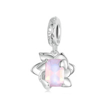 S925 Sterling Silver Platinum-Plated Three-Dimensional Lotus DIY Pendant(SCC2730)