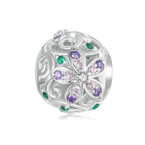 S925 Sterling Silver Platinum-plated Hollow Flower Vine DIY Beads(SCC2741)