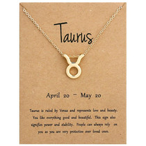 Zodiac Signs Necklace Electroplate Alloy Short Chain Jewelry, Style: Taurus Golden