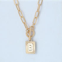 A-Z Alphabet Pendant Necklace 26 Letters OT Clasp Necklace Collar Chain Jewelry Gifts, Style: B