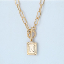 A-Z Alphabet Pendant Necklace 26 Letters OT Clasp Necklace Collar Chain Jewelry Gifts, Style: N