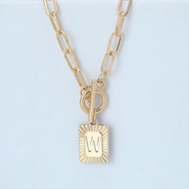 A-Z Alphabet Pendant Necklace 26 Letters OT Clasp Necklace Collar Chain Jewelry Gifts, Style: W