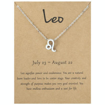 Zodiac Signs Necklace Electroplate Alloy Short Chain Jewelry, Style: Leo Silver