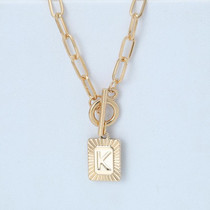 A-Z Alphabet Pendant Necklace 26 Letters OT Clasp Necklace Collar Chain Jewelry Gifts, Style: K