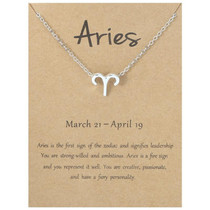 Zodiac Signs Necklace Electroplate Alloy Short Chain Jewelry, Style: Aries Silver