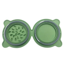 Silicone Folding Pet Bowl Outdoor Portable Double Bowl Anti-Sigh Slowly Eclipse Retractable Dog Pot(Light Green)