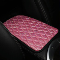 Glitter Car Center Console Cover Mat PU Leather Car Armrest Cover 32x19cm(Pink)