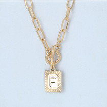 A-Z Alphabet Pendant Necklace 26 Letters OT Clasp Necklace Collar Chain Jewelry Gifts, Style: F