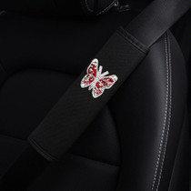Car Seat Belt Cover Diamond Butterfly Shoulder Strap Cushion Cover 6.5x23cm(Black and Red)