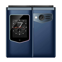 HAMTOD T8 4G Flip Phone, EU Version, 2.8 inch + 1.77 inch, VoLTE, BT, SOS, OTG(Navy Blue)