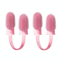 2pcs Pet Teeth Cleaning Dual Finger Toothbrush Dogs And Cats Oral Cleaning Tools(Pink)