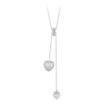 S925 Sterling Silver White Shell Love Y-shaped Valentine Day Necklace(BSN372)