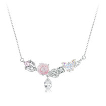 S925 Sterling Silver Platinum Plated Fantasy Butterfly Flower Necklace(SCN521)