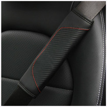 Car Seat Belt Cover Carbon Fiber Leather Auto Seat Shoulder Protection, Style: Black 