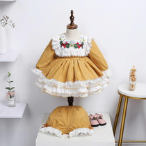 Sweet And Cute Three-piece Princess Dress (Color:Yellow Size:90)