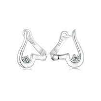 S925 Sterling Silver Platinum Plated Valentine Day Love Irregular Earrings(BSE970)