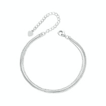 S925 Sterling Silver Platinum-plated Women Three-layer Thin Bracelet(BSB164)